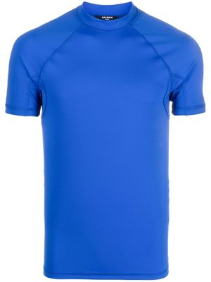 Balmain logo-print high-neck T-shirt - Blue