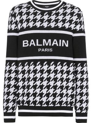 Balmain logo-print houndstooth jumper - Black
