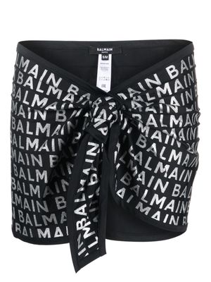 Balmain logo-print knot-detail skirt - Black