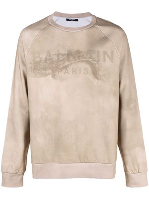 Balmain logo-print long-sleeve sweatshirt - Brown