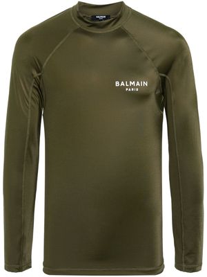 Balmain logo-print long-sleeve T-shirt - Green