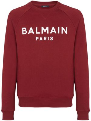 Balmain logo-print long-sleeved sweatshirt - Red