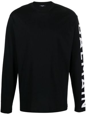 Balmain logo-print long-sleeved T-Shirt - Black