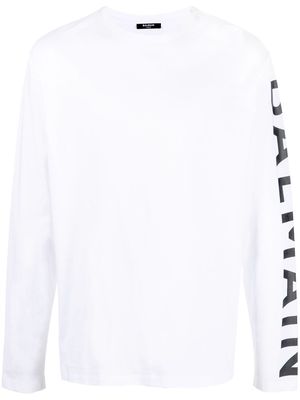 Balmain logo-print long-sleeved T-shirt - White