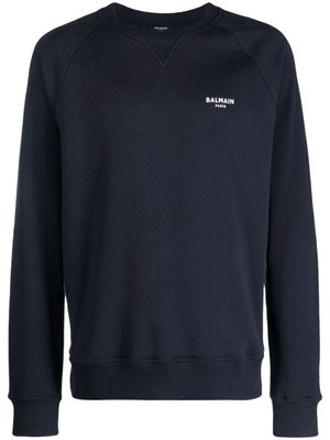 Balmain logo-print organic-cotton sweatshirt - Blue