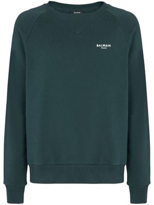 Balmain logo-print organic cotton sweatshirt - Green