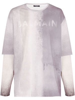 Balmain logo-print organic cotton T-shirt - Grey