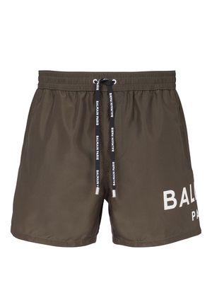 Balmain logo-print swim shorts - Brown