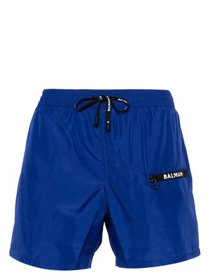 Balmain logo-print swimming shorts - Blue