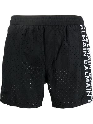 Balmain logo print track shorts - Black