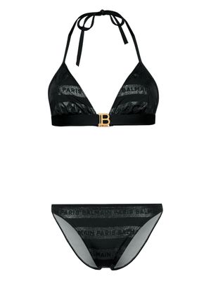 Balmain logo-print triangle bikini set - Black