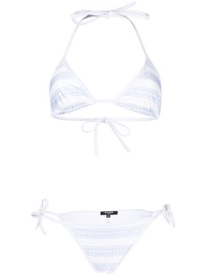 Balmain logo-print triangle-cup bikini set - White