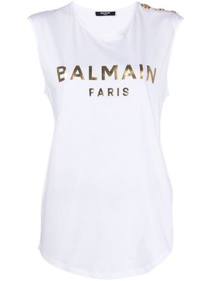 Balmain logo-print vest - White