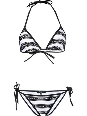 Balmain logo stripe two-piece bikini - Black
