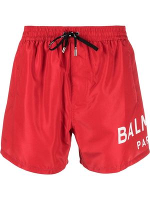 Balmain logo swim shorts - Red