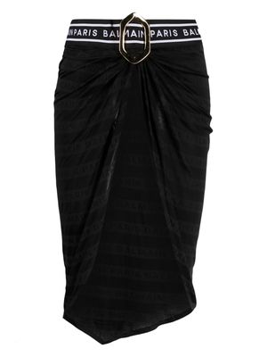 Balmain logo-waistband beach skirt - Black