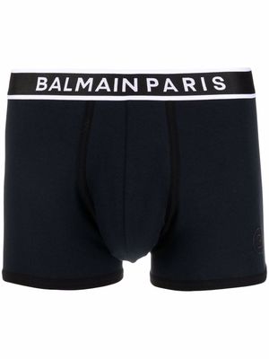 Balmain logo-waistband boxer briefs - Blue