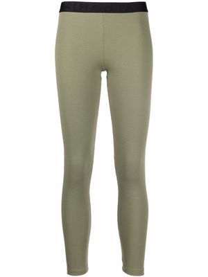 Balmain logo-waistband leggings - Green