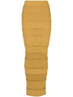 Balmain long ribbed-knit skirt - Yellow