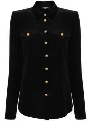 Balmain long-sleeve silk shirt - Black