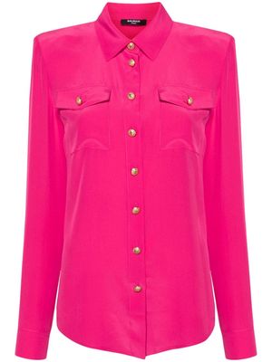 Balmain long-sleeve silk shirt - Pink