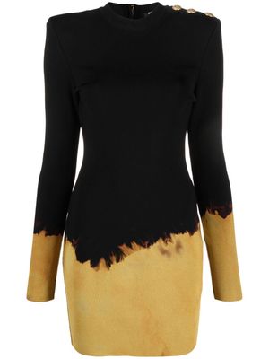 Balmain long-sleeve two-tone dress - Black