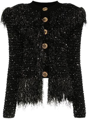 Balmain lurex chunky-knit cardigan - Black