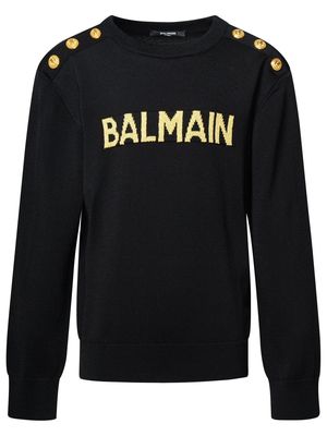 Balmain Lurex Logo Knitted Jumper