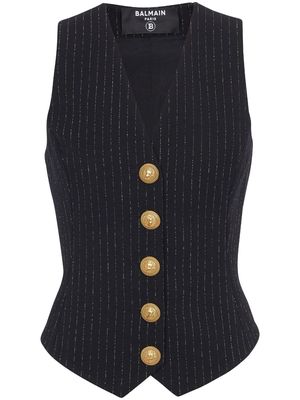 Balmain lurex striped vest top - Black