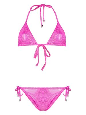 Balmain metallic-finish bikini set - Pink