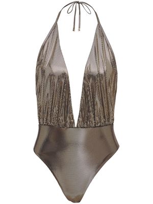 Balmain metallic-finish stretch-design swimsuit - 710