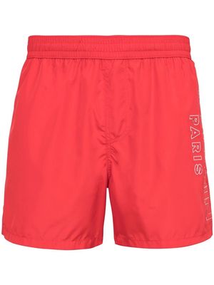 Balmain metallic-logo swim shorts - Red
