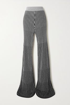 Balmain - Metallic Ribbed-knit Flared Pants - Black