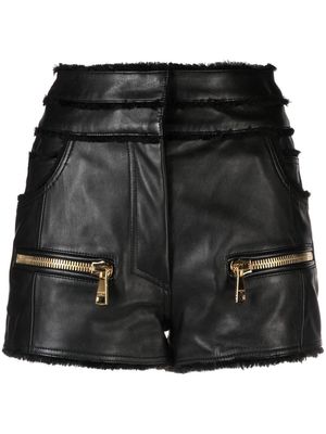 Balmain mid-rise leather shorts - Black