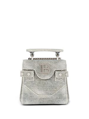 Balmain mini B-Buzz 12 denim handbag - Grey