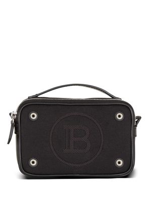 Balmain mini logo-embossed canvas bag - Black