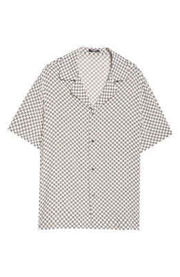 Balmain Mini Monogram Button-Up Shirt in Ivory/Black