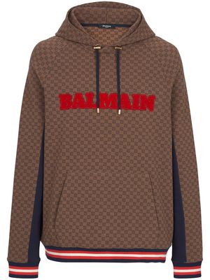 Balmain Mini Monogram jacquard hoodie - Brown