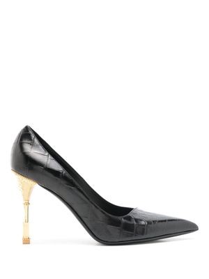 Balmain Moneta 95mm crocodile-embossed pumps - Black