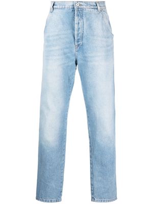 Balmain monogram-embellished straight-leg jeans - Blue