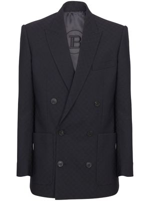 Balmain monogram-jacquard wool blazer - Black