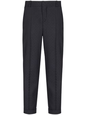 Balmain monogram-jacquard wool trousers - Black