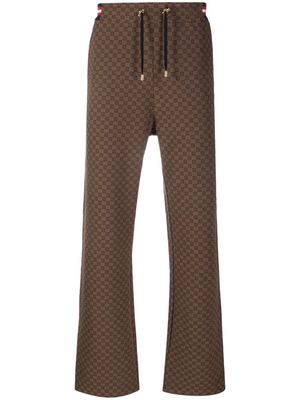 Balmain monogram-pattern cotton track pants - Brown