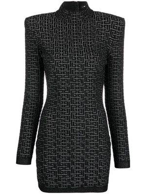 Balmain monogram-pattern knit dress - Black