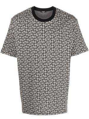Balmain monogram pattern T-shirt - Black