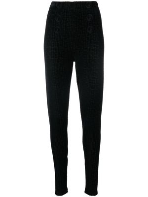 Balmain monogram-pattern velvet trousers - Black