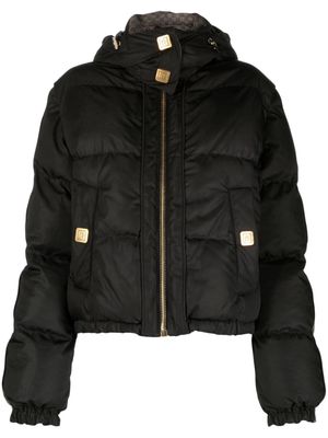 Balmain monogram-print padded ski jacket - Black