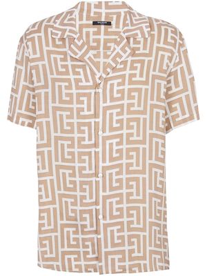 Balmain monogram-print short-sleeve shirt - Neutrals
