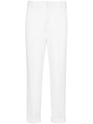 Balmain monogram satin tailored trousers - White