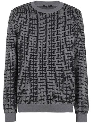 Balmain monogram woollen jumper - Grey